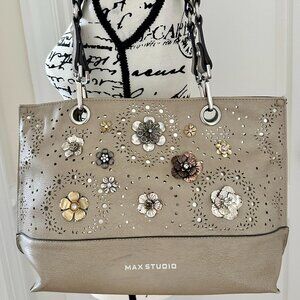 Gray/Beige Laser Cut Tote